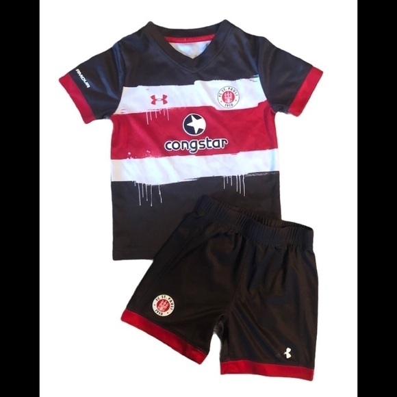 Under Armour Red/Brown 2PC SS Tee Shorts 18/24 MO Summer Play Set - Picture 1 of 3